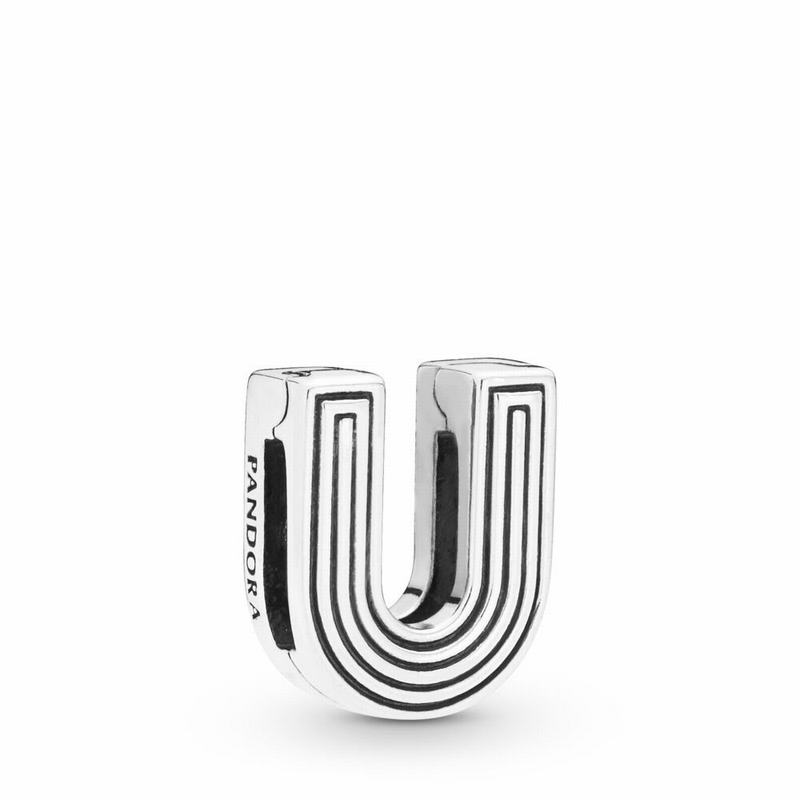 Pandora Reflexions™ Letter U Clip Charm Ireland - Sterling Silver/Silicone - 152078TEA